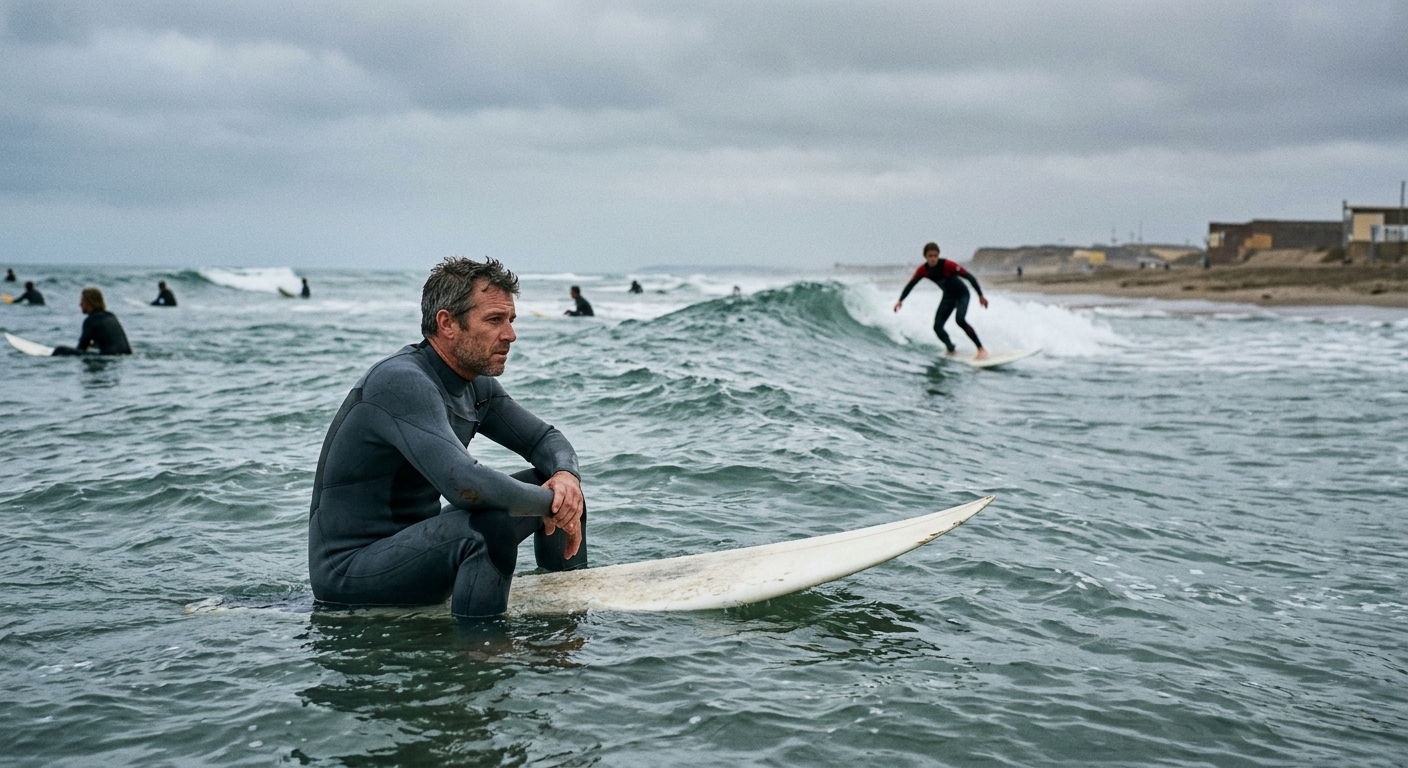 Plateaued surfer in the lineup